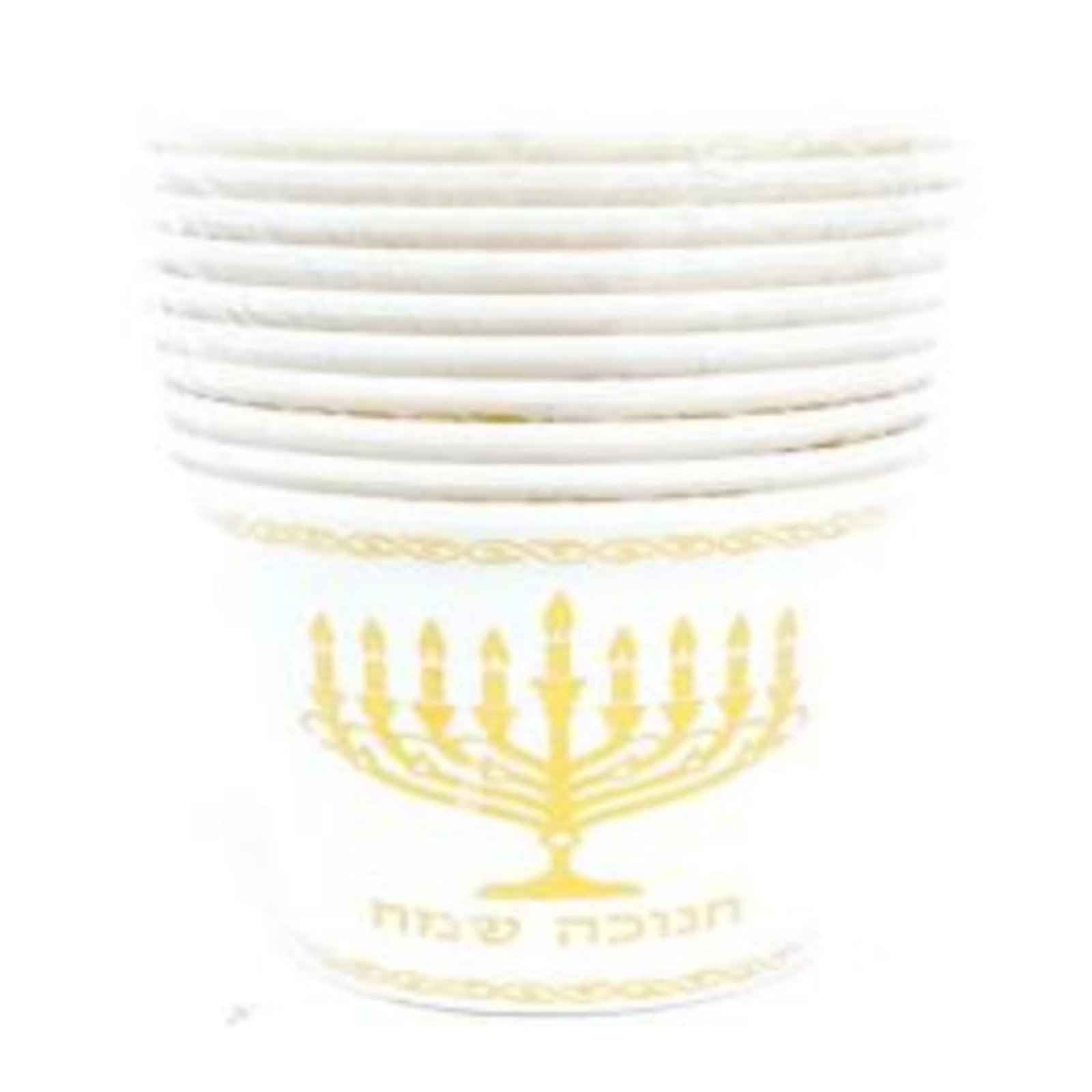 כוסות נייר חנוכה שמח זהב